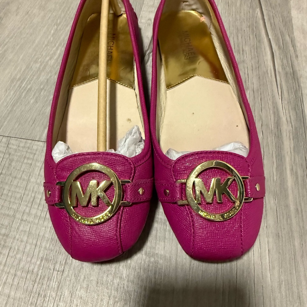 Michael Kors Pink Flats with Gold Logo